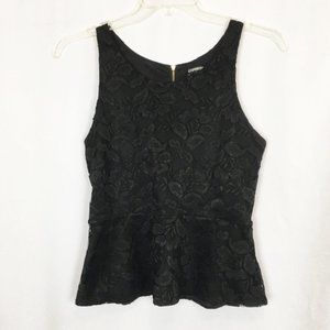 Express black lace zippered back tank top S